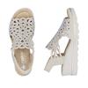 Rieker Perforated Slingback Wedge Sandal - Beige Sparkle